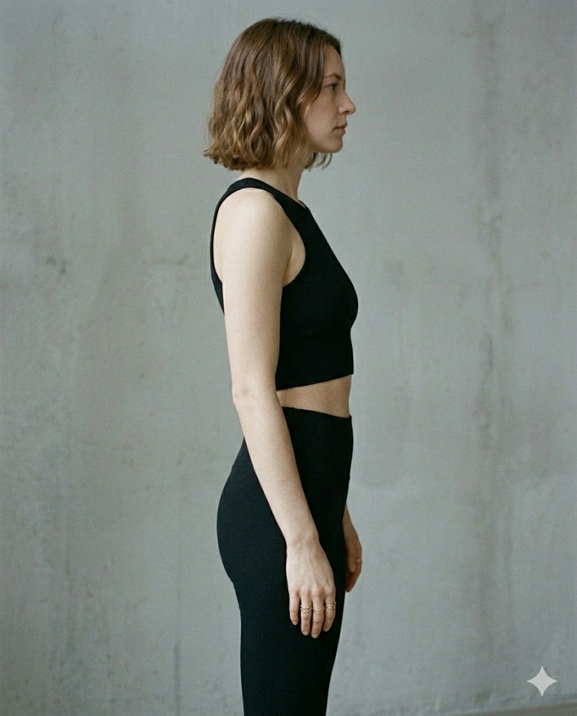 Women's Contour Crop Tank Top and Tights Black — gallery image
